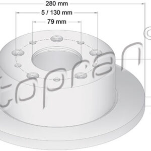 KOCIONI DISK ZADNJI PSA JUMPER/BOXER/DUCATO FI 279.7MM topran