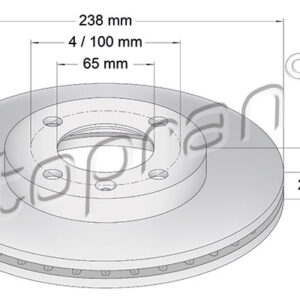 KOCIONI DISK VW 239X20-4 RUPE VENTILIRAJUCI G-3/G-2 1.8 B./A-80. topran