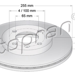 KOCIONI DISK VW 256X20 MM 4 RUPE VENT.G-3 1.9 TDI/PASSAT 88-97 G. topran