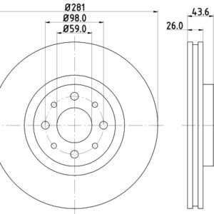 KOCIONI DISK FIAT  STILO BRAVO 04+ 281MM 4 RUPE carbon plus hella