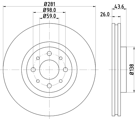 KOCIONI DISK FIAT  STILO BRAVO 04+ 281MM 4 RUPE carbon plus hella