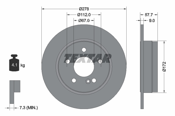 KOCIONI DISK MERCEDES W204 ZADNJI FI 278 JEDNODJELNI