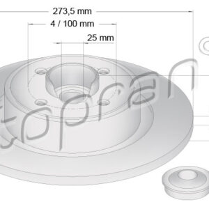 KOCIONI DISK ZAD. RENAULT MEGANE/SCENIC 274 MM SA LEZAJEM topran