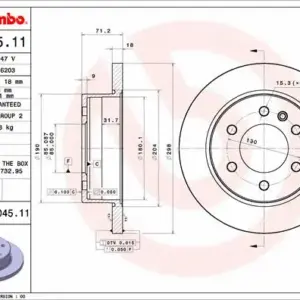 KOCIONI DISK ZADNJI FI 298MM MERCEDES SPRINTER 18+ brembo