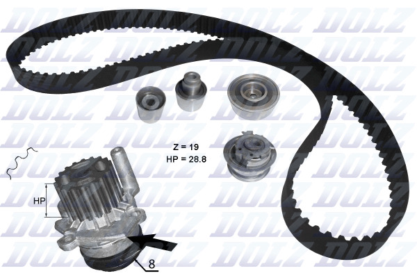 kd100.bmp.jpg SET ZUPCASTOG REMENA GOLF 6 1.6/2.0 TDI SA PUMPOM VODE dolz